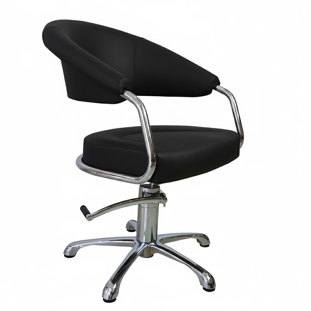 Kappersstoel Retro Showroommodel (ZWARTE BEKLEDING)